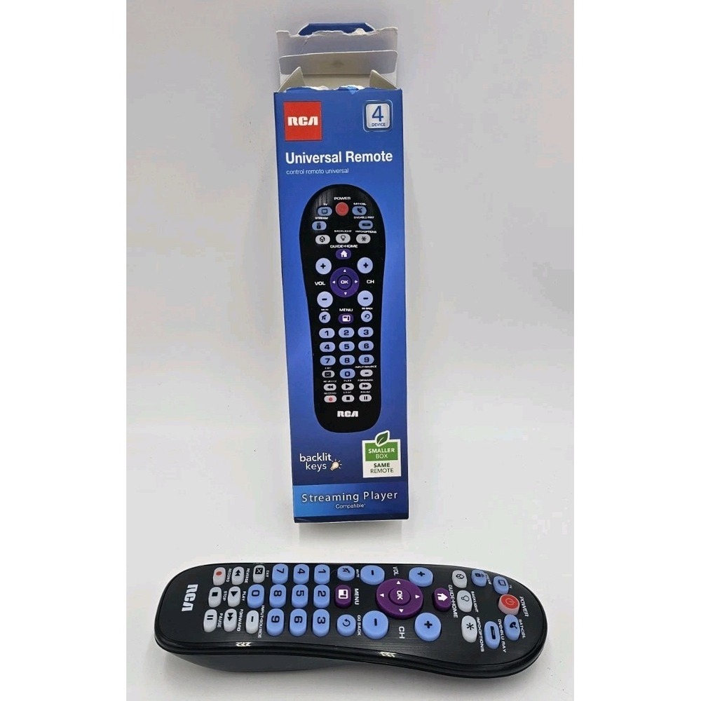 RCA RCR414BHE 4 Device Universal Remote Control Streaming Backlit Big Buttons